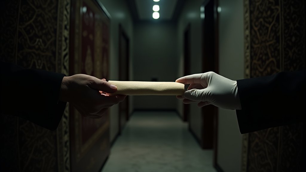 Symbolic image of diplomacy and de-escalation, with hands reaching across a table amidst global conflict.