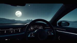 Cinematic wide-angle shot of a military convoy in a desert landscape at dusk, symbolizing geopolitical tension and U.S. troop deployment to the Middle East.